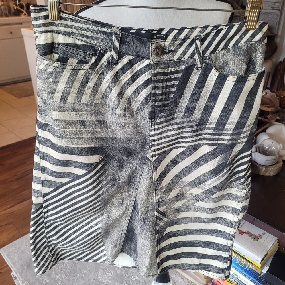 Just Cavalli Y2k Zebra Print Jean Skirt
